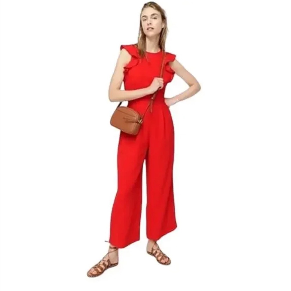 J. Crew Sleeveless Ruffle Crepe Jumpsuit